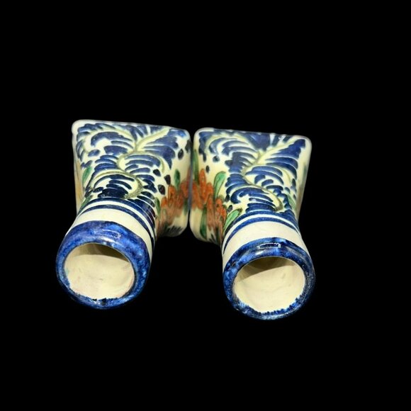Set of 2 Talavera Candlestick / Mini Bud Vases Mexico Hand-Painted 4.5 x 2.5 in - Picture 5 of 6